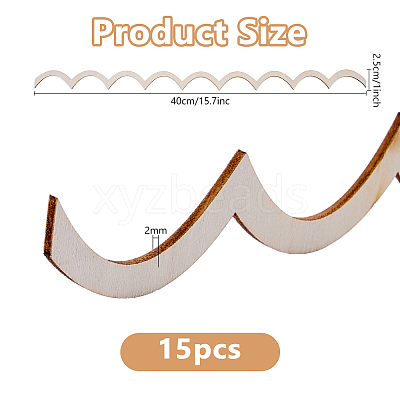 Wood Scalloped Edge Decorative Pieces AJEW-WH0886-15-1