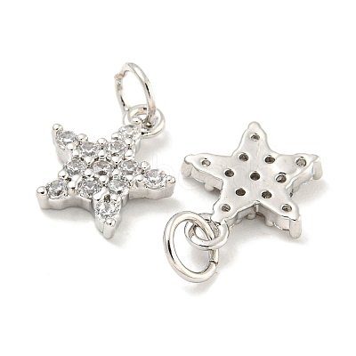 Rack Plating Brass Micro Pave Clear Cubic Zirconia Pendants KK-B093-12B-P-1