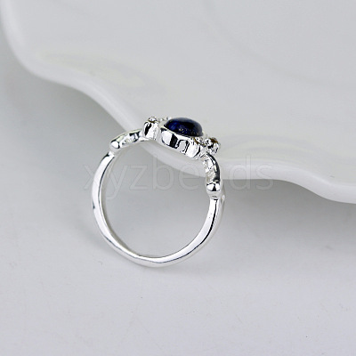 Alloy with Natural Lapis Lazuli Finger Rings FS-WGF3EDB-04-1
