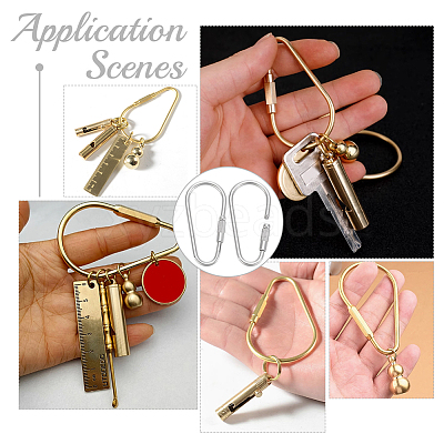 4Pcs 304 Stainless Steel Screw Carabiner Lock Charms STAS-UN0064-01-1