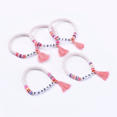 Handmade Polymer Clay Heishi Beads Stretch Bracelets BJEW-JB05086-1