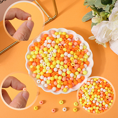 1000Pcs Frosted Opaque Acrylic Beads OACR-SP0001-32A-1