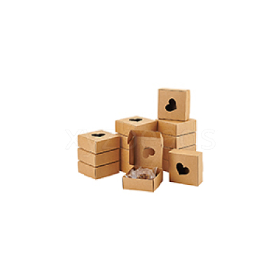 Square Hollow Out Heart Kraft Paper Storage Gift Boxes CON-WH0095-66A-1