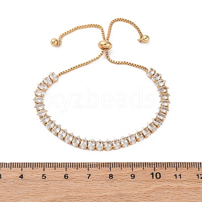 Brass Pave Clear Cubic Zirconia Horse Eye Box Chain Slider Bracelets BJEW-YWC0002-06B-G-1