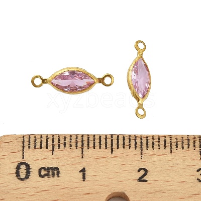 Brass Pave K9 Glass Connector Charms KK-Q059-01D-G-1