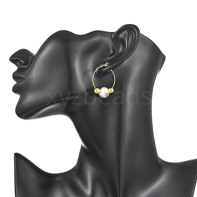 Handmade Flower Printed Porcelain Ceramic Earrings EJEW-JE07440-1