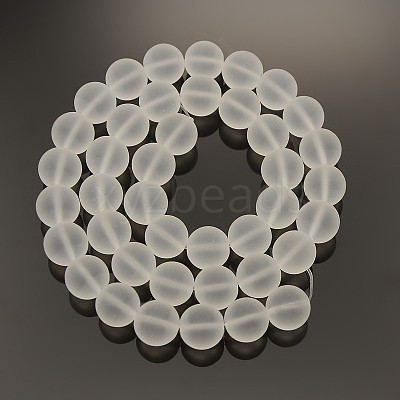 Frosted Transparent Round Glass Beads Strands FGLA-P002-10mm-03-1