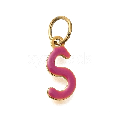Ion Plating(IP) 304 Stainless Steel Enamel Alphabet Charms STAS-F308-02G-S-1