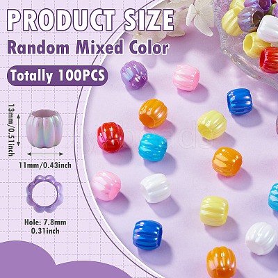 100Pcs Pearlized UV Plating Opaque Acrylic European Beads SACR-TA0001-77C-1