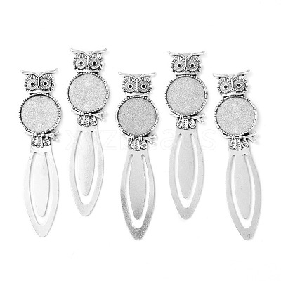 Owl Vintage Tibetan Style Alloy Bookmarks Cabochon Settings TIBE-Q032-28AS-NR-1