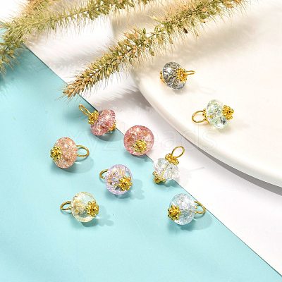 Crackle Glass Pendants PALLOY-JF00900-1