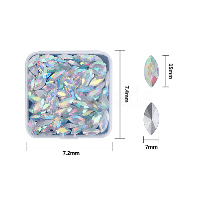 Pointed Back Glass Rhinestone Cabochons RGLA-OC0001-08C-1