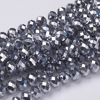 Electroplate Glass Beads Strands X-GR7X10MMY-S-1