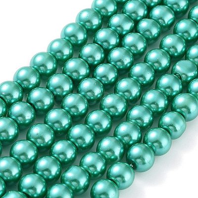 Baking Paint Pearlized Glass Pearl Round Bead Strands HY-Q330-8mm-29-1
