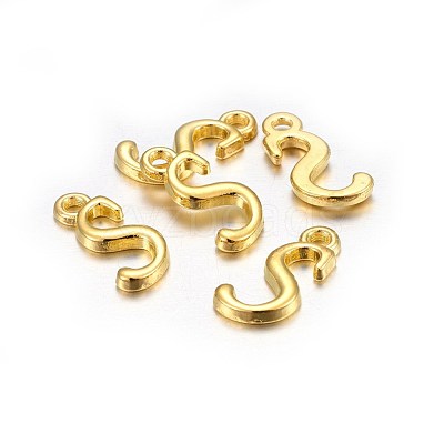 Golden Plated Alloy Letter Pendants PALLOY-J718-01G-S-1