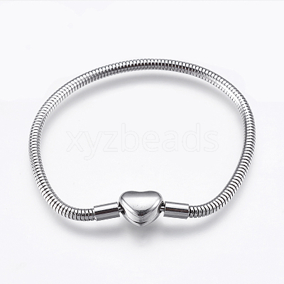 Tarnish Resistant 304 Stainless Steel European Style Round Snake Chains Bracelet Making STAS-I097-004B-P-1