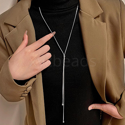 Stainless Steel Snake Chain Slider Lariat Necklaces for Women FS-WG85452-01-1