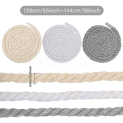 3 Bags 3 Colors 3-Ply Twisted Macrame Cotton Cord OCOR-CA0001-30-1