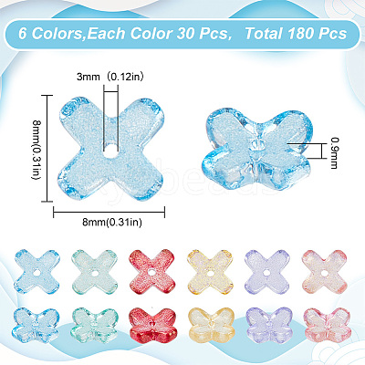 180Pcs 6 Colors Transparent Spray Painted Glass Beads GLAA-HY0001-25-1