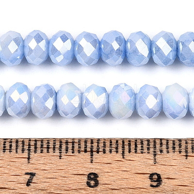 Anti-Tarnish Electroplate Rondelle Glass Beads Strands X-EGLA-T021-6mm-17-09-1