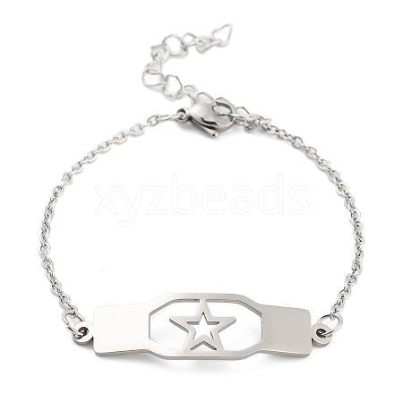 Non-Tarnish Stainless Steel Cable Chain Link Bracelets for Women Men STAS-Z061-01P-10-1