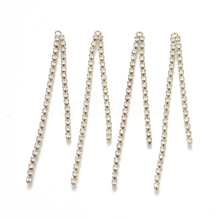 Brass Rhinestone Cup Chains Tassel Big Pendants KK-R129-08G-1