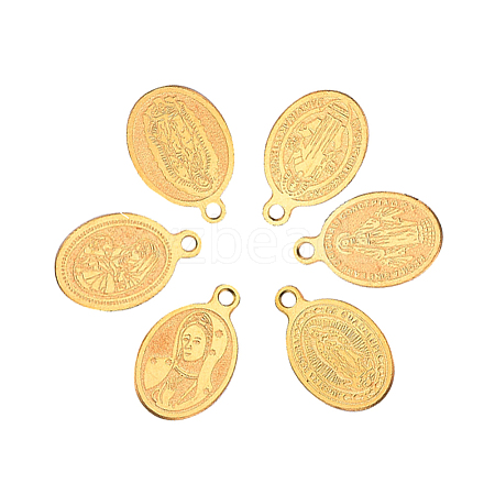 30Pcs 6 Style PVD Vacuum Plating 304 Stainless Steel Pendants STAS-CJ0001-146-1