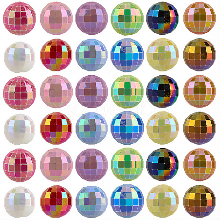 60cs 12 Colors UV Plating Rainbow Iridescent Acrylic Beads PACR-PA0001-11-1