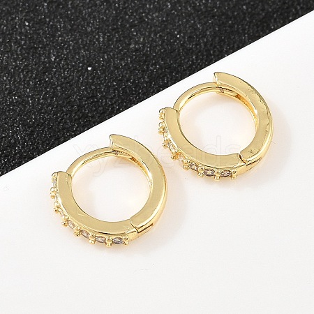 Brass Cubic Zirconia Hoop Earrings EJEW-A156-13A-G-1