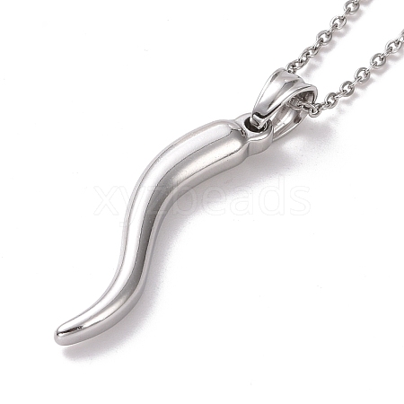 Non-Tarnish 304 Stainless Steel Pepper Shape Pendant Necklace for Women STAS-E154-19P-1