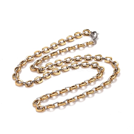 PVD Vacuum Plating 304 Stainless Steel Oval Link Chains Necklace STAS-E160-18GP-1