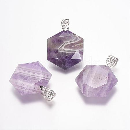 Natural Amethyst Gemstone Pendants G-E338-09G-1