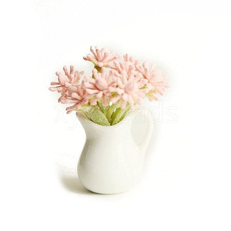 Resin Milk Bottle Flocking Flower Dessert Model PW-WG09933-02-1