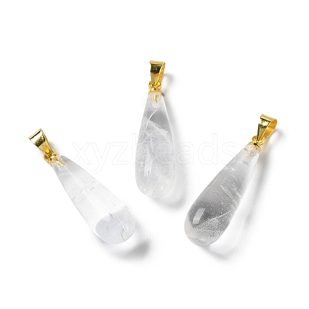 Natural Quartz Crystal Teardrop Pendants G-Q005-03G-09-1