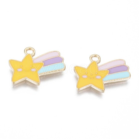 Light Gold Plated Alloy Enamel Pendants ENAM-T009-54-RS-1