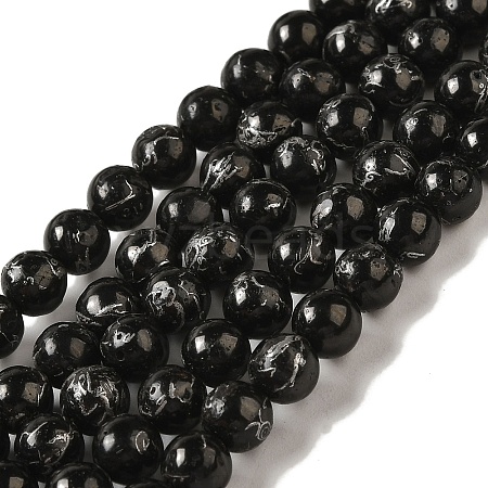Synthetic Silver Line Coal Quartz Beads Strands G-Q161-A01-02-1