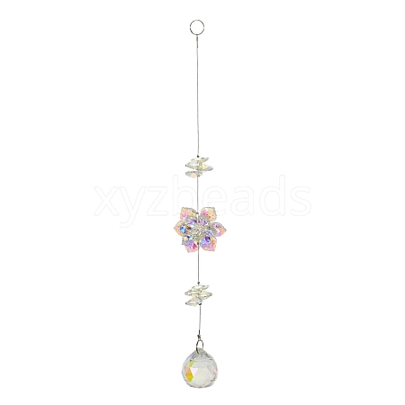 Glass Flower Hanging Suncatchers HJEW-P018-E02-1