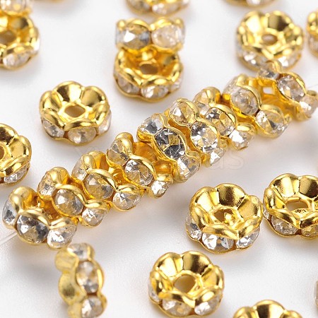 Brass Crystal Rhinestone Spacer Beads X-RSB028-B01G-1