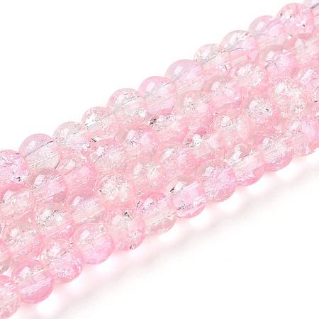Spray Painted Crackle Glass Beads Strands CCG-Q002-6mm-01-1