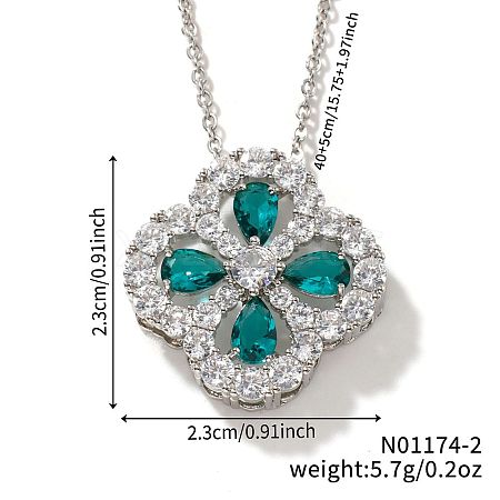 Four-leaf clover emerald pendant clavicle chain European and American fashion. FE5730-2-1