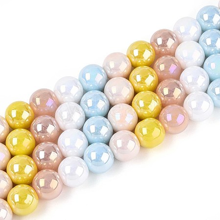 Electroplate Glass Beads Strands EGLA-N019-10mm-02-1