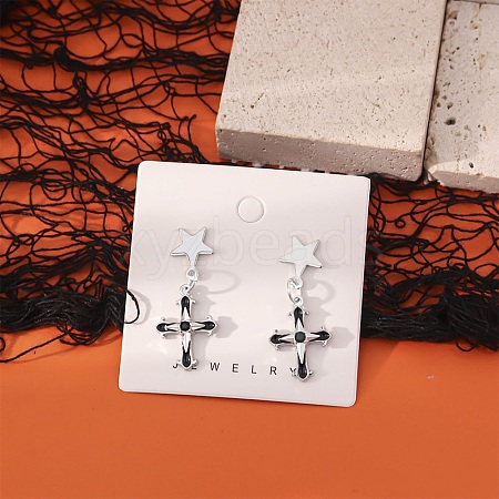 Alloy with Handmade Lampwork Stud Dangle Earrings LA-CBA71FC-01P-C-1