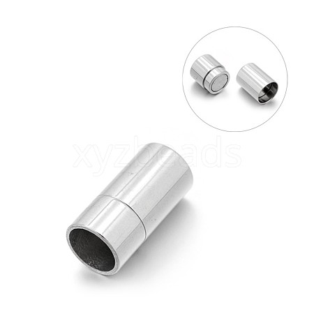 Smooth 304 Stainless Steel Column Magnetic Clasps with Glue-in Ends STAS-E089-12E-1
