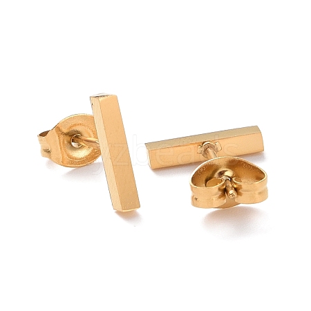 Cuboid Ion Plating(IP) 304 Stainless Steel Stud Crawler Earrings EJEW-O052-45G-1