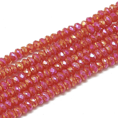 Electroplate Opaque Solid Color Glass Beads Strands EGLA-Q112-B09-1