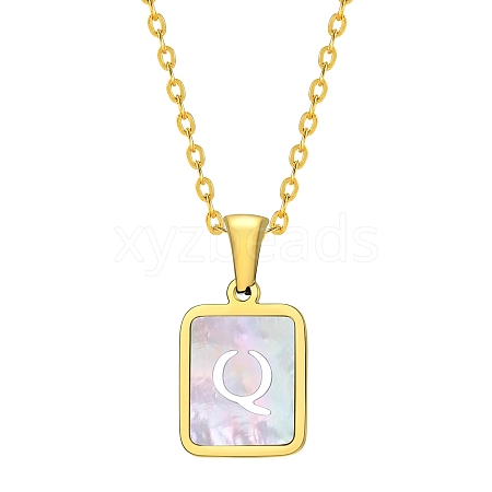 Shell Rectangle Pendant Initial Necklaces PW-WGEBFCF-17-1