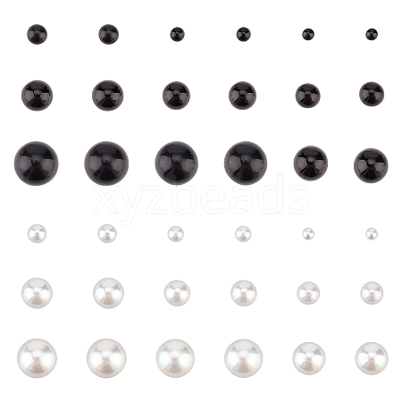 ANATTASOUL 18 Pairs 18 Style ABS Plastic Imitation Pearl Stud Earrings for Women EJEW-AN0002-70-1