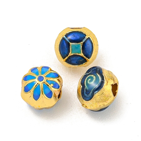 Rack Plating Brass Enamel Beads KK-P277-36G-1