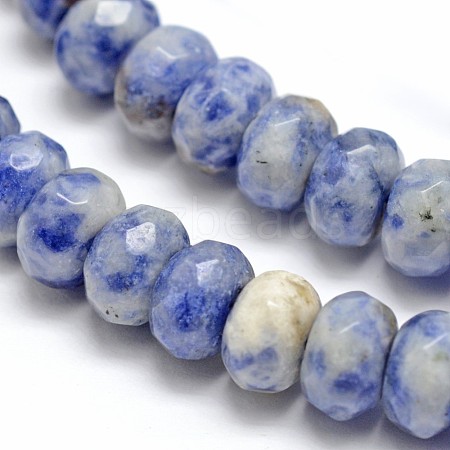 Faceted Natural Blue Spot Jasper Rondelle Beads Strands X-G-K090-05-1