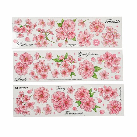 3Pcs 3 Styles Flower PET Waterproof Stickers Sets STIC-C008-02D-1